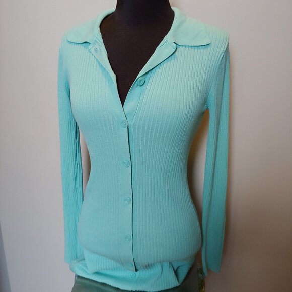 Zara Teal Bodycon Long Sleeve Dress - Picture 1 of 4